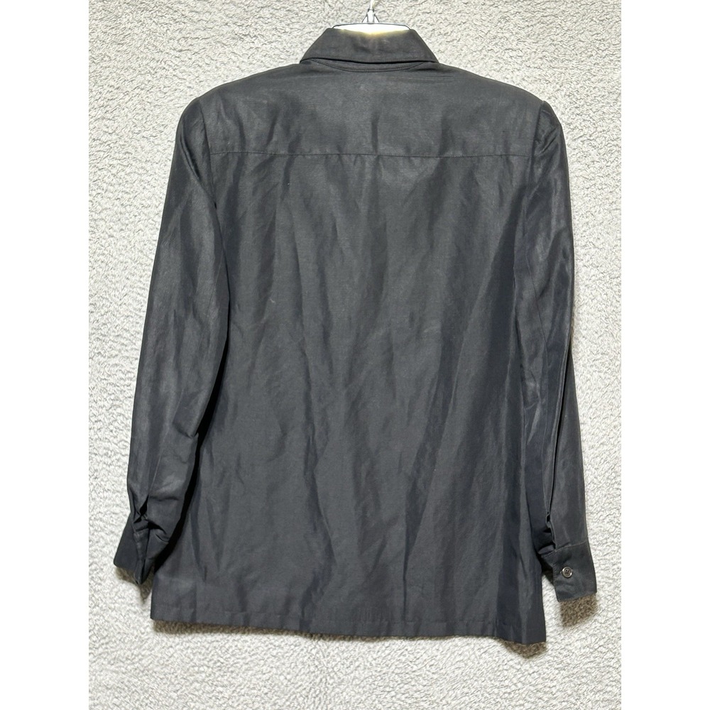Vintage Harolds Linen Shirt Jacket Womens 6 Black Safari Utility Field USA Made - Picture 10 of 10